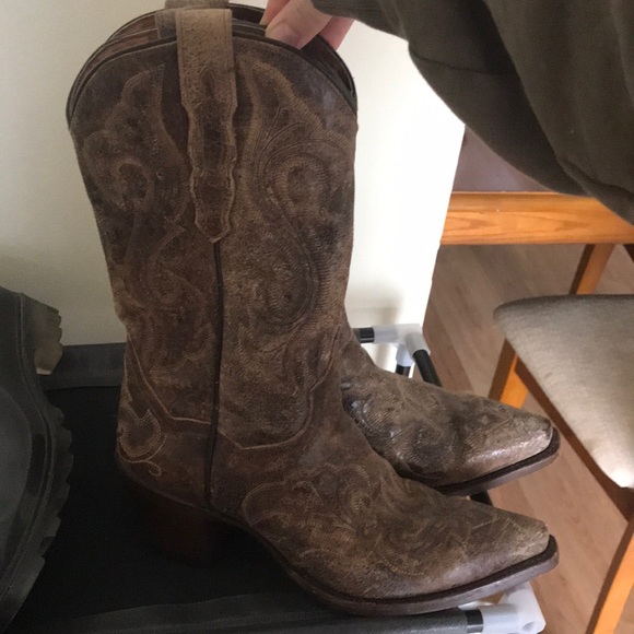 Dan Post Brown Leather Cowboy Boots - Picture 1 of 6